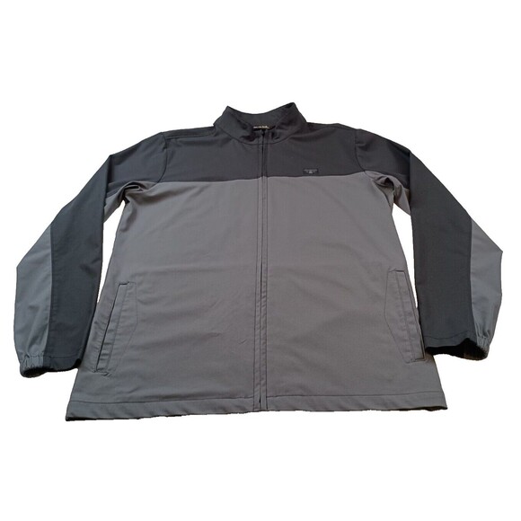 Travis Mathew Dead Giveaway Zip Jacket Size M Black Gray Colorblock Lightweight - Picture 2 of 14
